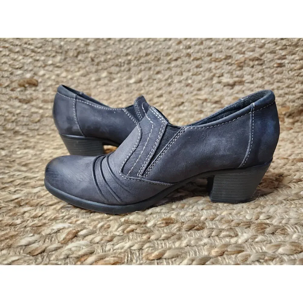 EARTH ORIGINS Women’s 6.5 M Kacie Black Leather Booties Shoes Clogs Slip-On